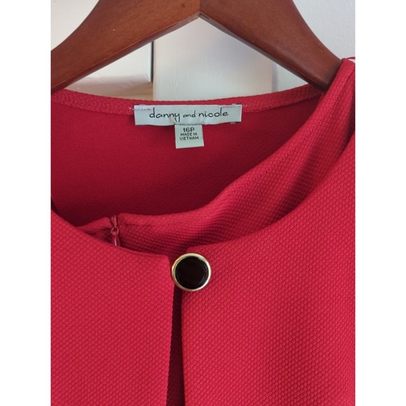 Vintage Danny & Nicole Women's 16P Red & Black Dress Suit Set Cropped Jacket - Picture 3 of 11